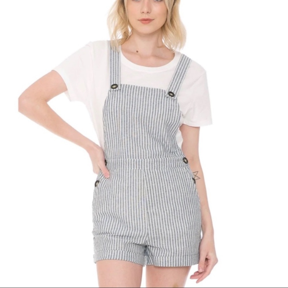 CALI1850 Striped Overalls Linen Rompers overall